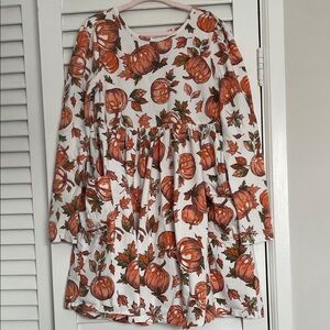 Flapdoodles White and Orange Pumpkin Dress